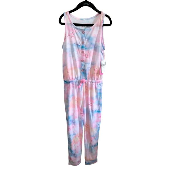 Betsey Johnson Small (6/6X) Pajama Jumpsuit Girls Tie-Dye Elastic Waist - Picture 2 of 6